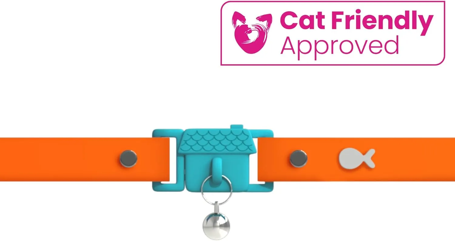 Tangerine Cat Collar with Bell. Cat Friendly Award Winner. Approved by Vets and Cat Experts. Breakaway Cat Collars Quick Release. Kitten Collar. Won't Rub Fur. Lightweight, Soft & Comfy
