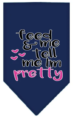 Tell Me I'm Pretty Screen Print Pet Bandana Navy Blue Small