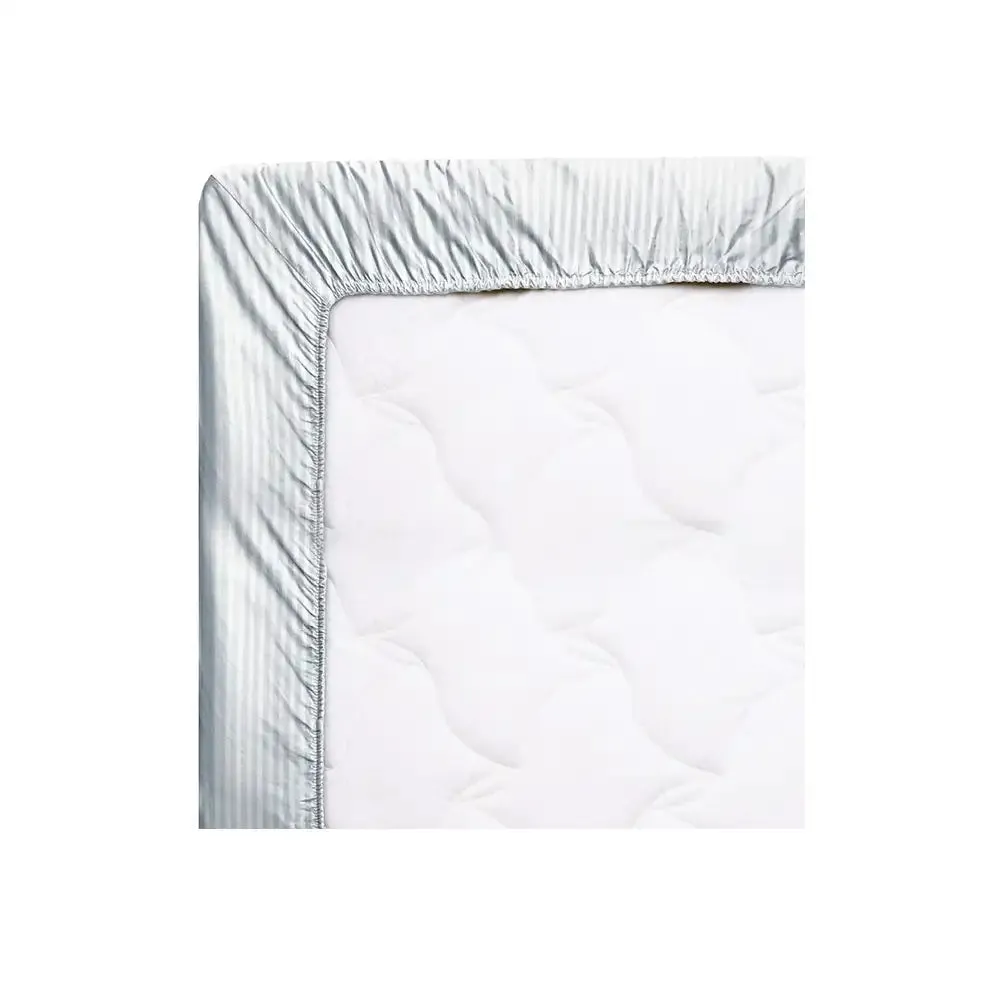 THS Zen Stripes Single Fitted Cotton Bed Sheet Silver Grey