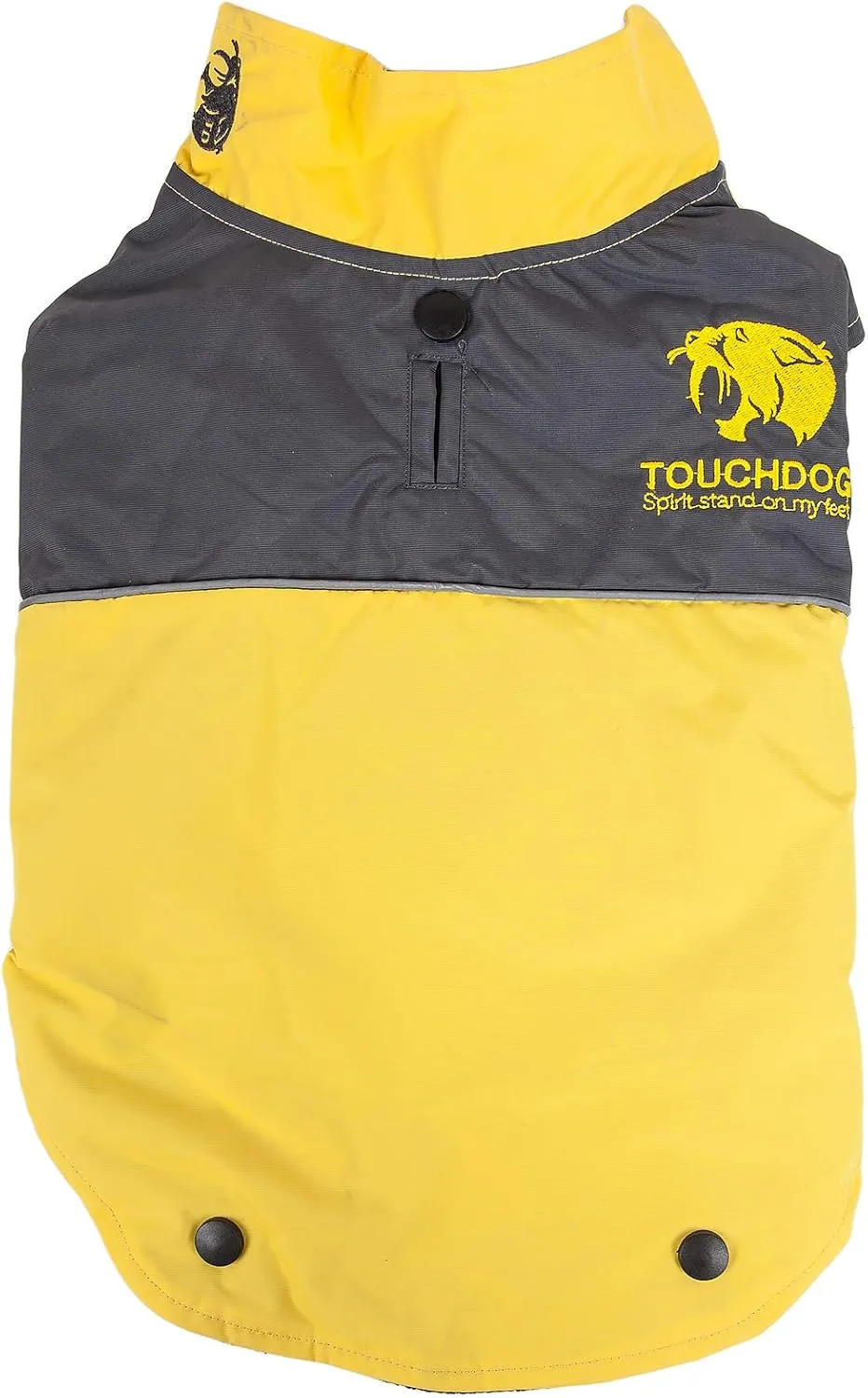 TOUCHDOG 'Lightening-Shield' Waterproof 2-in-1 with Removable Polar Fleece Lining Pet Dog Coat Jacket w/ Blackshark Technology, Medium, Sporty Yellow, Charcoal Black