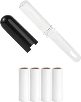 Travel Lint Roller Mini Reusable Lint Remover with Cover and 4 Refills Total 150 Extra Sticky Sheets On The Go Lint Roller for Men Women Traveling Essentials (Black)
