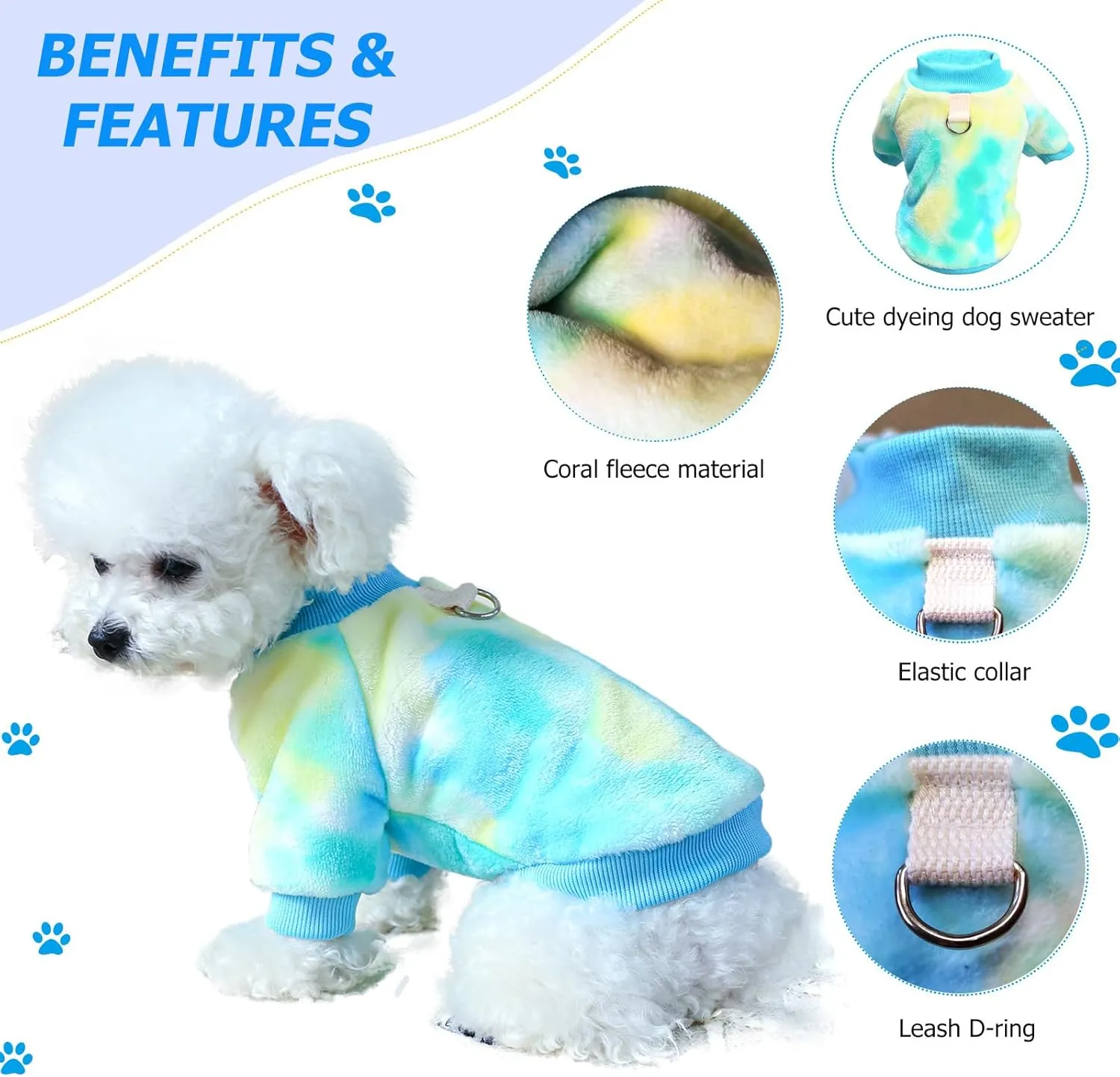 Ultra Soft and Warm Puppy Cat Pet Sweater and Coat for Small Dogs - Girl or Boy - Blue, XL