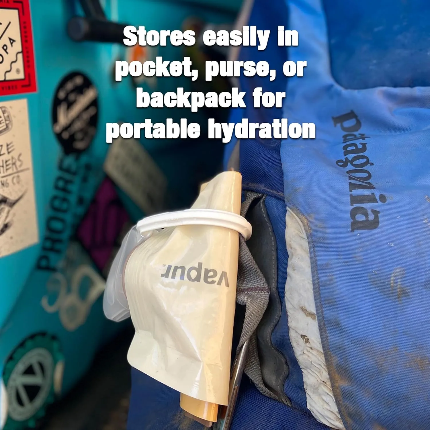 Vapur Flexible, Collapsible Wide Mouth Anti-Bottle with Detachable Carabiner, 34 Ounce, Malibu Teal, Pack of 1