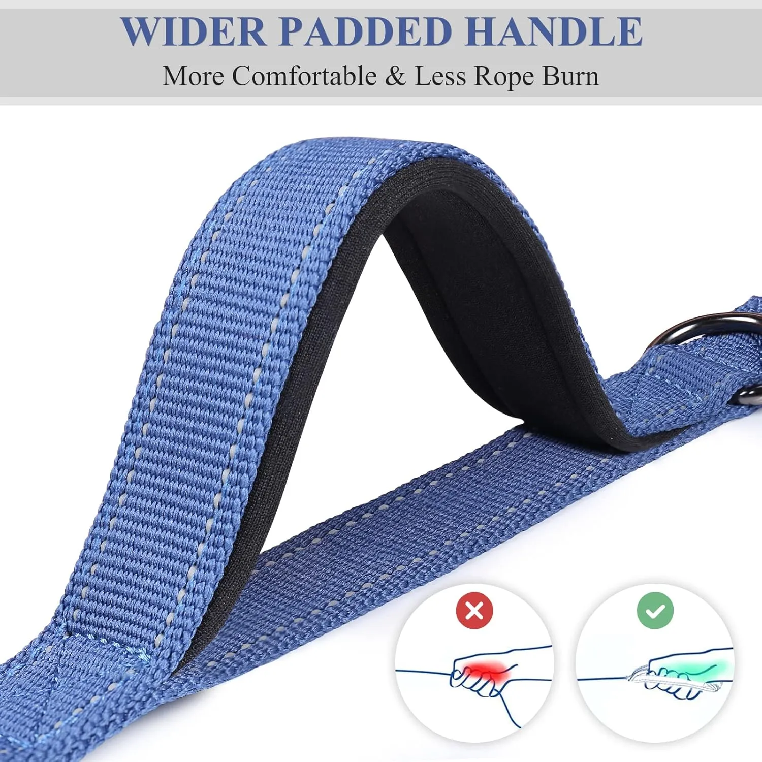 VIVAGLORY Hands Free Dog Leash - Shock-Absorbing Bungee Waist Leash with Reflective Adjustable Handle for Medium & Large Dogs - Navy Blue-Black