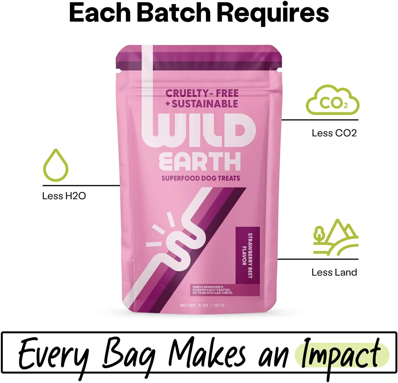 Wild Earth Superfood Dog Treats, Plant Based Dog Treats with Omega Acids, Prebiotics & Koji Protein, No Fillers, Veterinarian-Developed, Strawberry & Beet Flavor