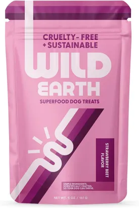 Wild Earth Superfood Dog Treats, Plant Based Dog Treats with Omega Acids, Prebiotics & Koji Protein, No Fillers, Veterinarian-Developed, Strawberry & Beet Flavor